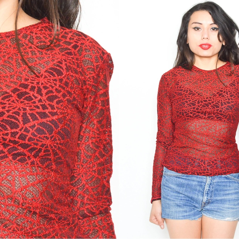 Bold Red Fitted Graphic Blouse